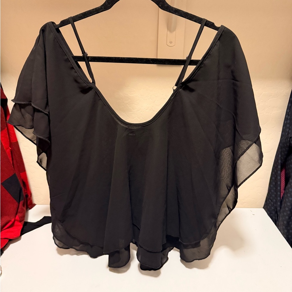 SHEIN Black Chiffon Blouse